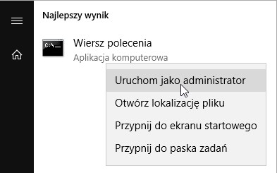 Uruchom Wiersz polecenia jako Administrator