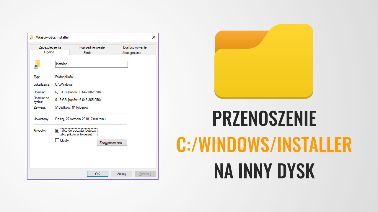Przenoszenie folderu C:/Windows/Installer na inny dysk