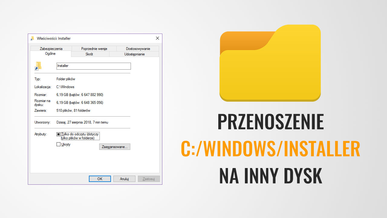 Przenoszenie folderu C:/Windows/Installer na inny dysk