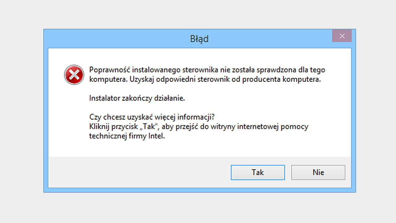 Jak naprawić błąd o braku poprawności sterowników Intel HD