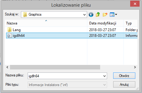 Wskaż plik igdlh32 lub igdlh64