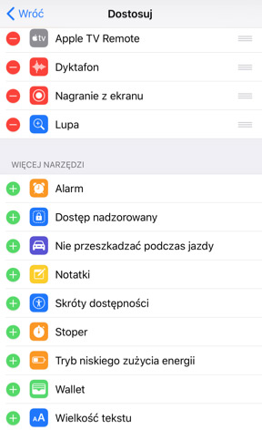 Centrum sterowania w iOS 11 - usuwanie i dodawanie ikon