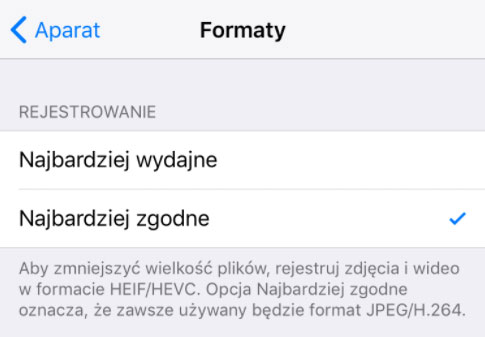 Przestaw format na najbardziej zgodny