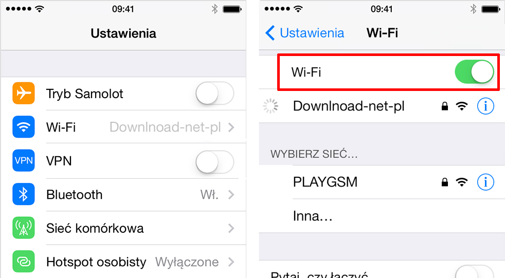 Wyłączanie Wi-Fi w iOS 11