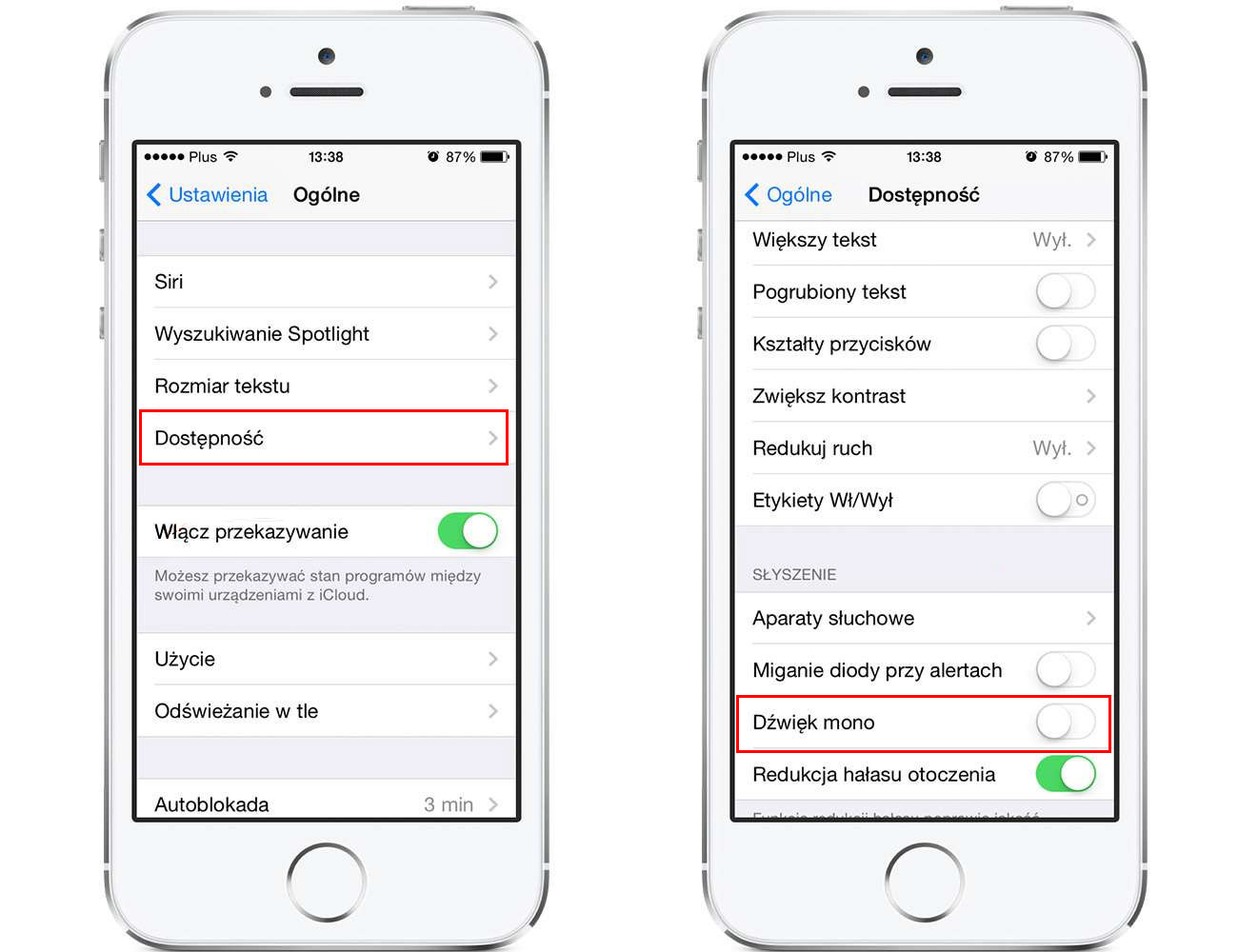 Włączanie dźwięku mono w iPhone / iPad