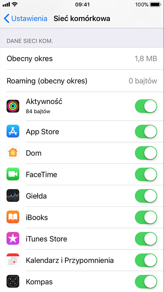 Blokowanie dostępu do danych komórkowych wybranym aplikacjom w iPhone