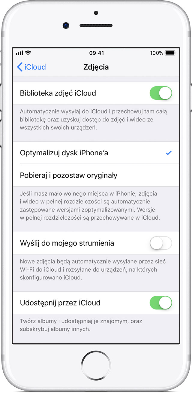 Włącz funkcję biblioteki zdjęć iCloud