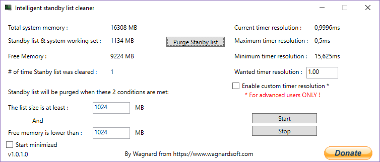 Intelligent standby list cleaner