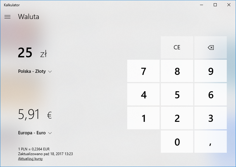 Przeliczanie walut za pomocą kalkulatora - złotówki na euro