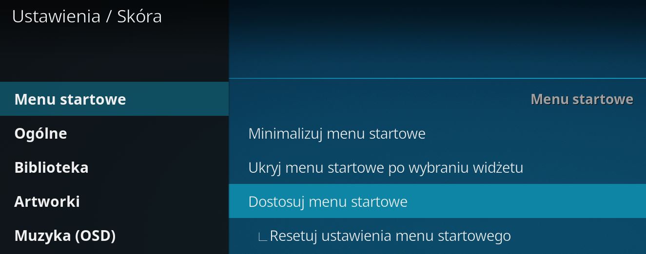 Wejdź do ustawień skóry i menu