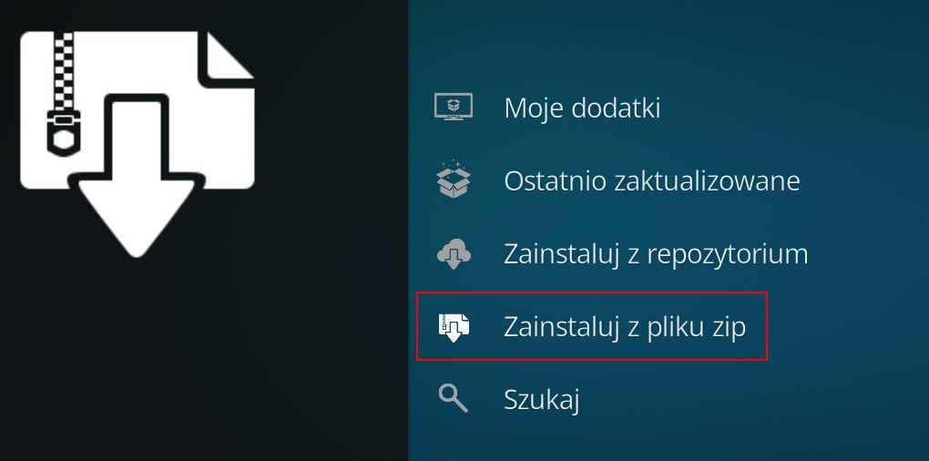 Zainstaluj dodatek z pliku ZIP