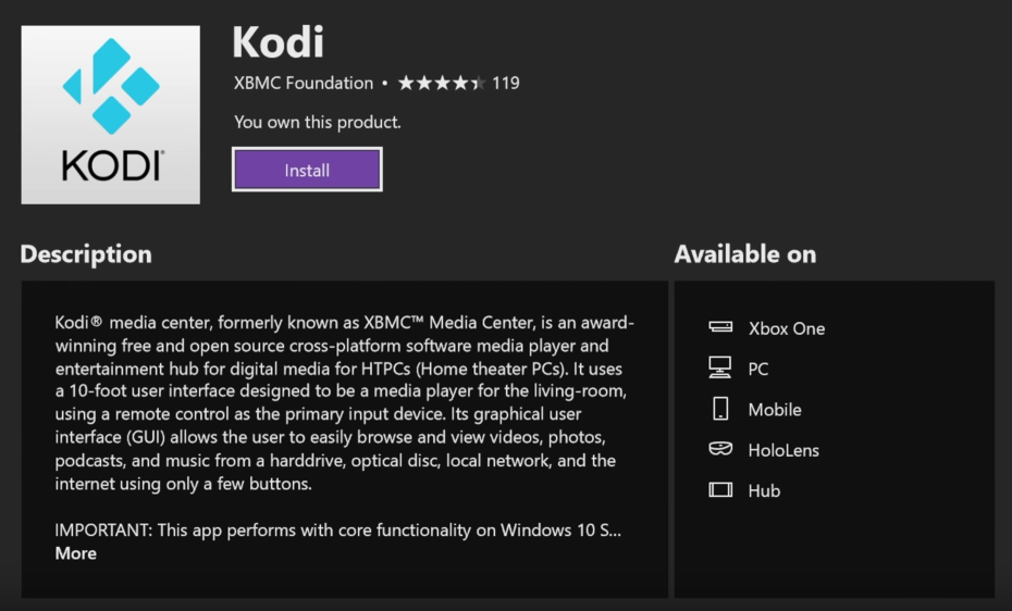 Zainstaluj Kodi w Xbox One