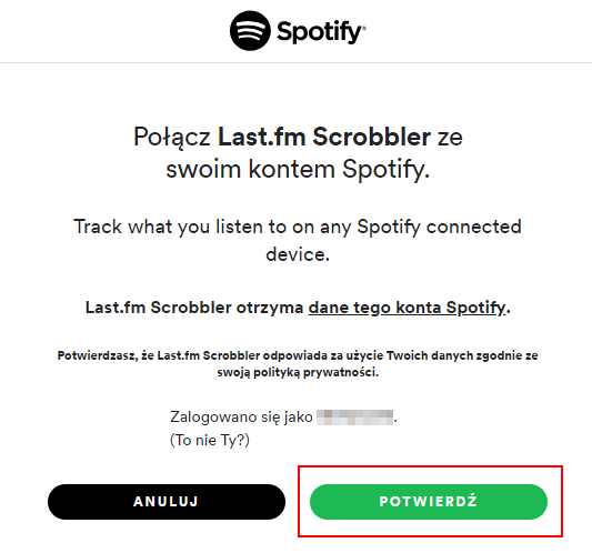 Potwierdź sparowanie kont Spotify i Last.fm