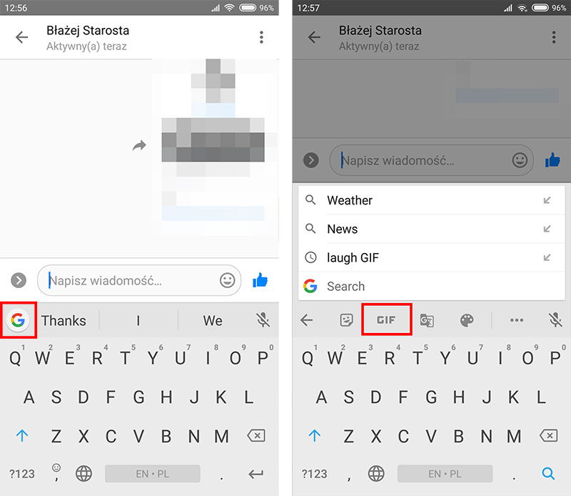 Wejdź do zakładki z GIF-ami w Gboard