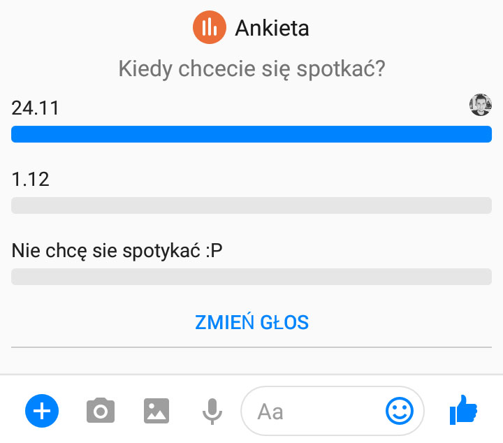 Ankieta w rozmowie na Messengerze