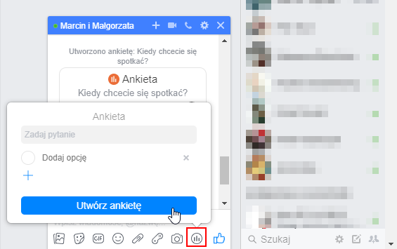 Tworzenie ankiety na Facebooku na komputerze