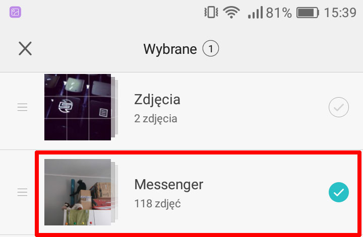 Album ze zdjęciami z Messengera w Galerii