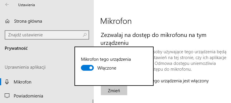 Włącz dostęp do mikrofonu w Windows 10