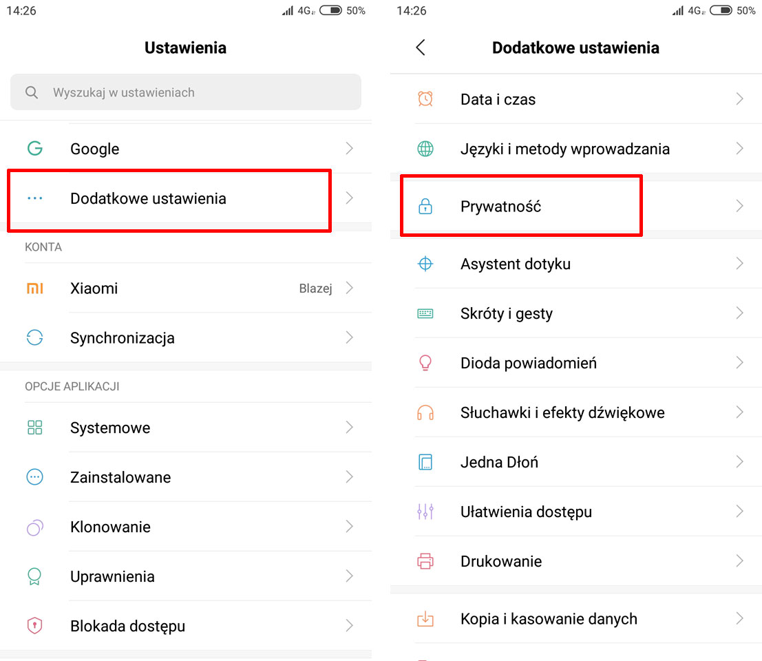 Wejdź do dodatkowych ustawień w MIUI
