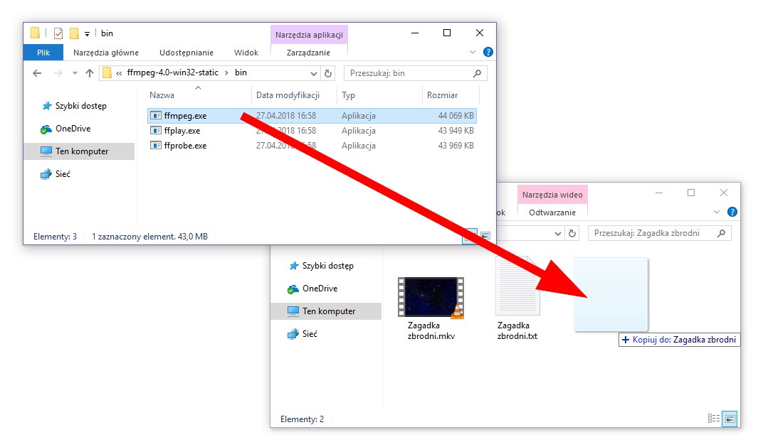 Skopiuj ffmpeg do folderu z filmem MKV