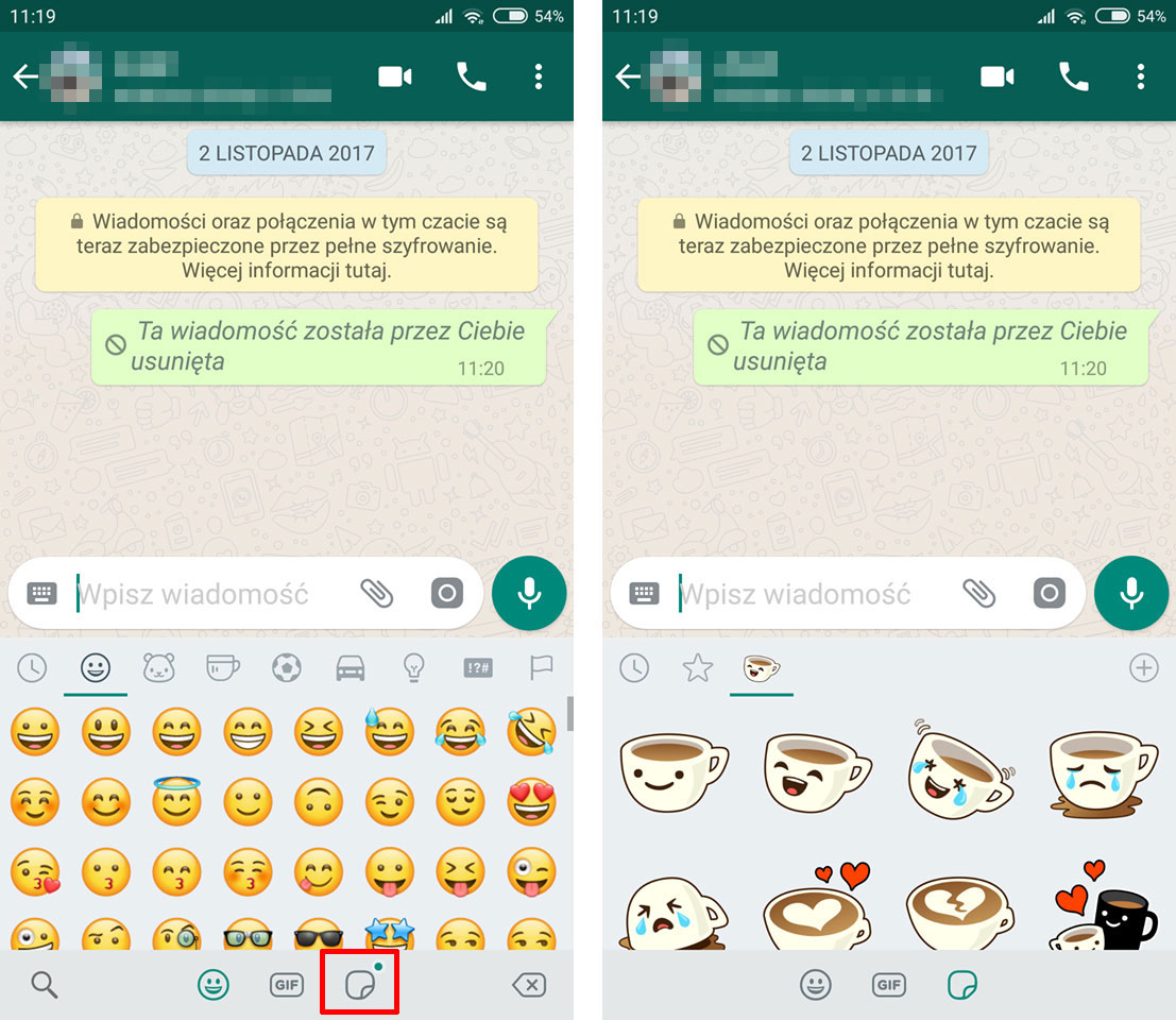 Przejdź do naklejek w Whatsapp