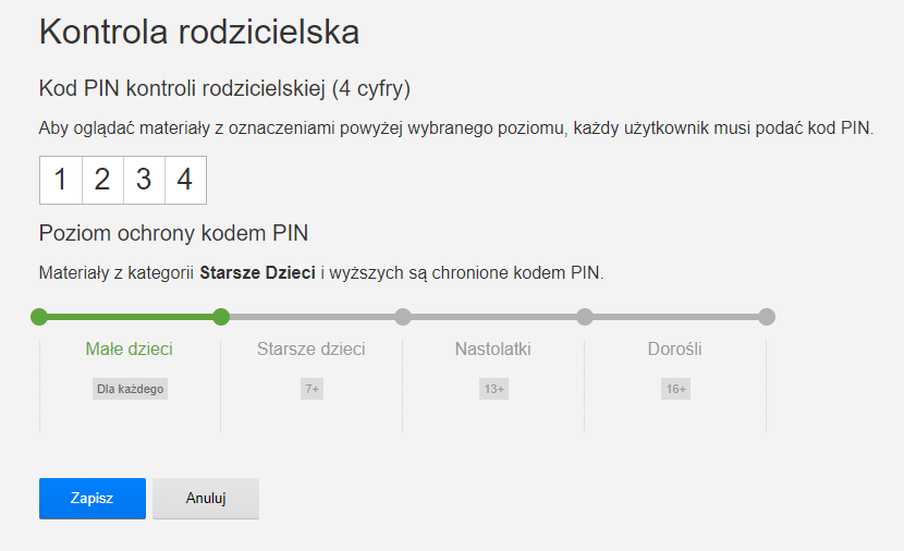 Utwórz kod PIN i wskaż, co ma być nim zablokowane