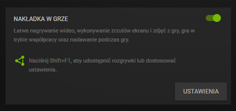 Włącz nakładkę w grze