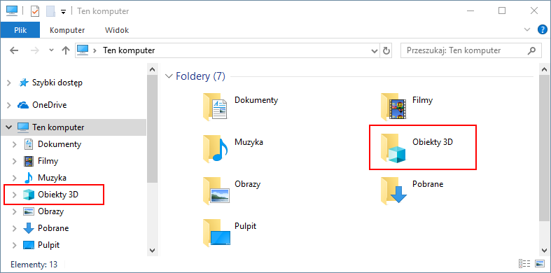 Jak ukryć zakładkę Obiekty 3D w Windows 10
