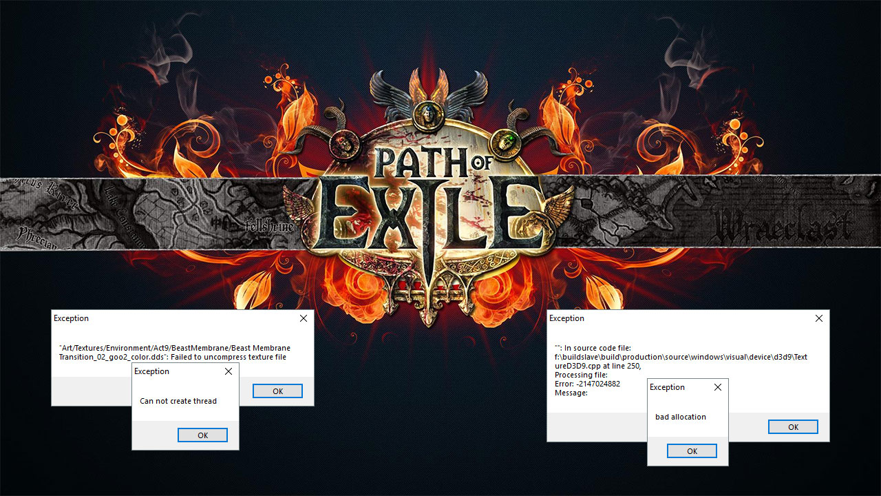 Path of Exile - jak naprawić błędy Bad Allocation i Exception