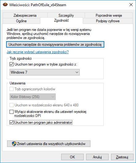 Uruchom grę w trybie zgodności z Windows 7