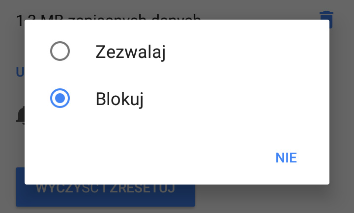 Zmień uprawnienia wyświetlania powiadomień na 