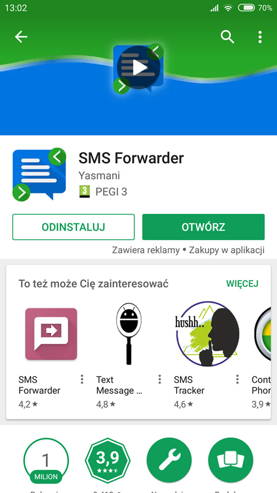SMS Forwarder - zainstaluj i otwórz