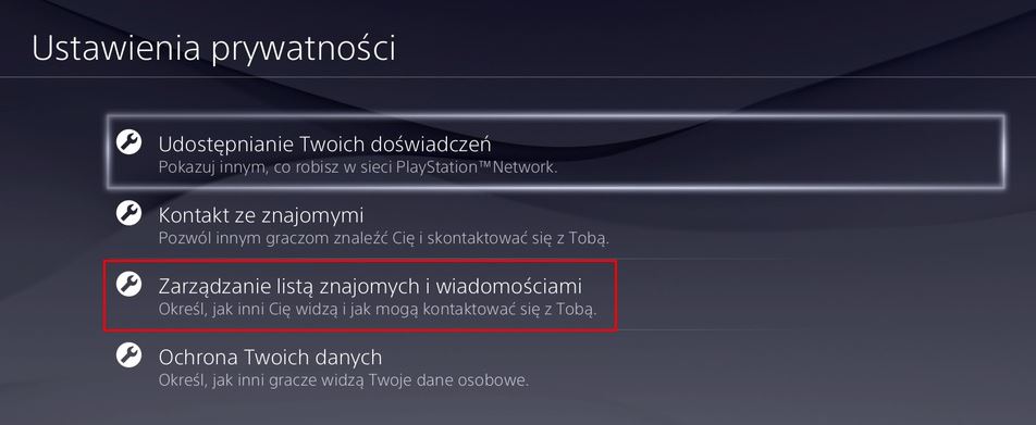 Ustawienia prywatności w PS4