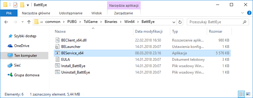 Przejdź do folderu z plikami BattleEye