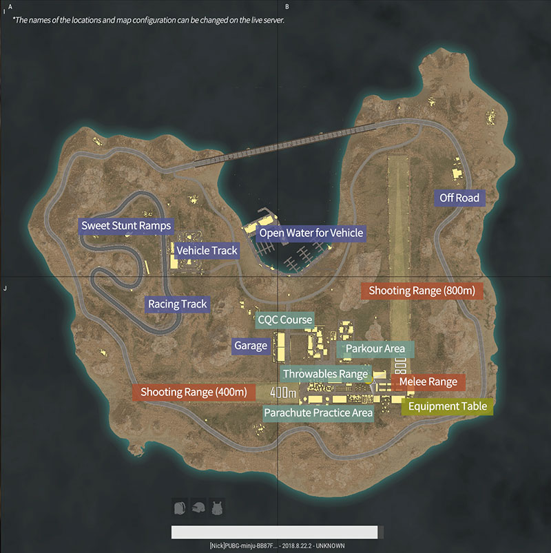 PUBG - mapa trybu szkoleniowego