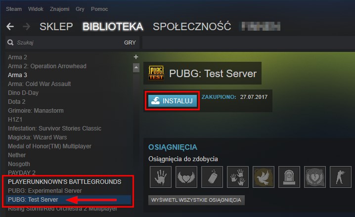 Zainstaluj testową wersję PUBG