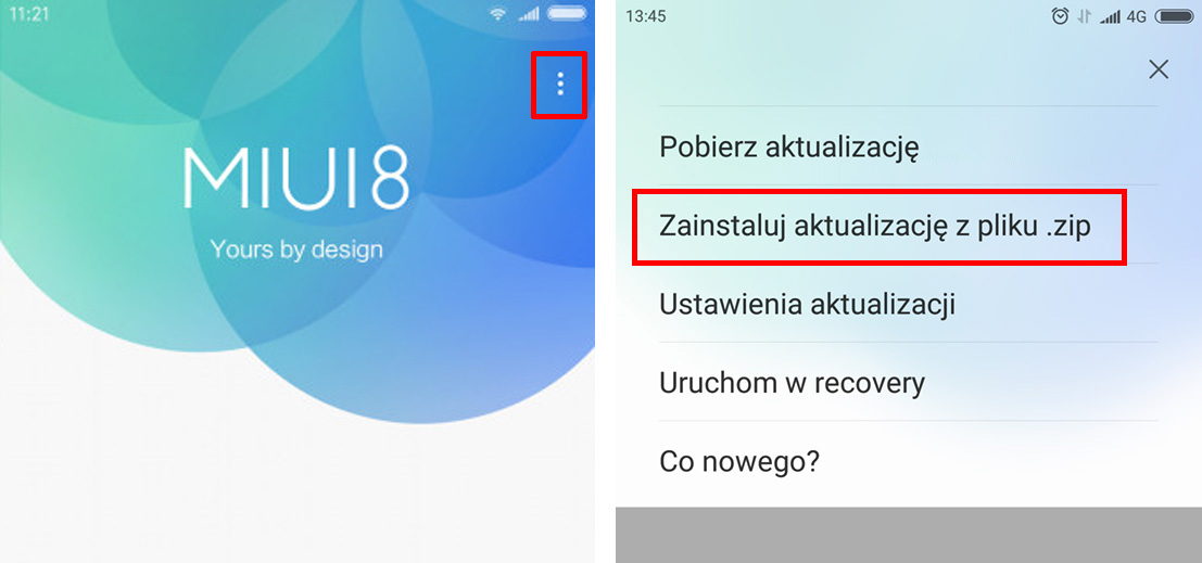 Przejdź do opcji aktualizacji MIUI z pliku ZIP