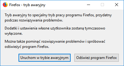 Uruchom tryb awaryjny w Firefox