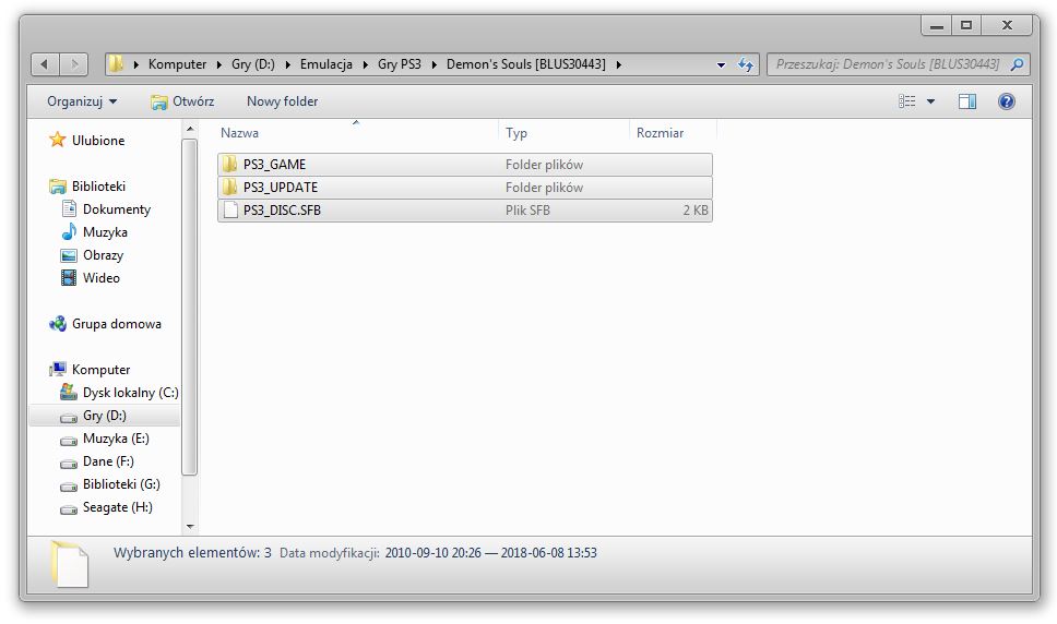 Wypakowana gra z PS3 - struktura katalogu