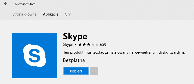 Skype - instalacja ze Sklepu