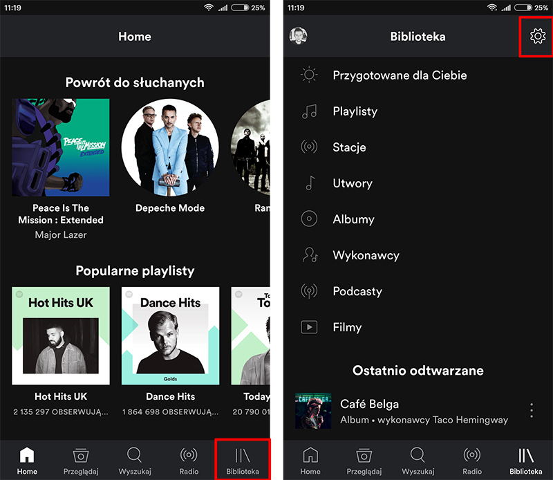 Przejdź do ustawień Spotify