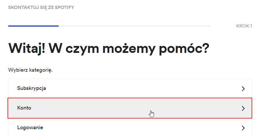 Spotify - przejdź do opcji konta
