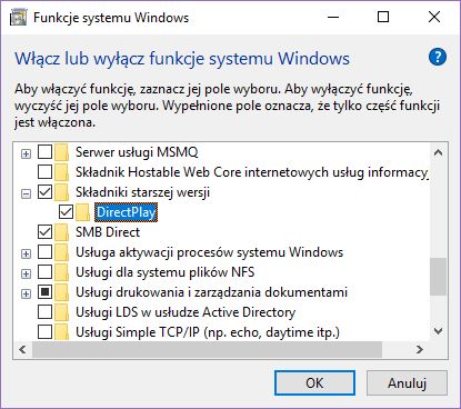 Włącz DirectPlay