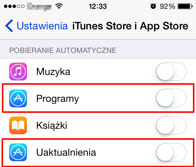 Wyłącz automatyczne aktualizacje w iOS