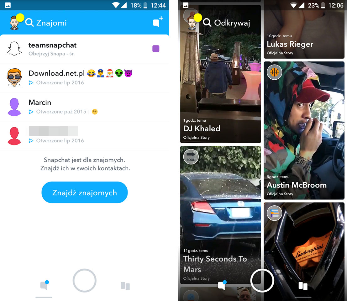 Nowy wygląd Snapchata