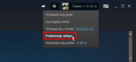 Steam - wejdź do preferencji sklepu