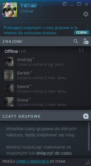 Nowa lista znajomych w wersji beta Steam
