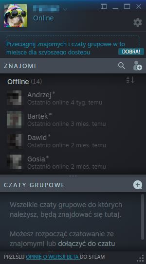 Nowa lista znajomych w wersji beta Steam