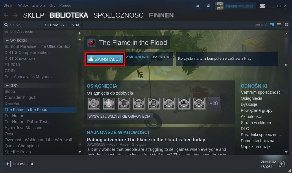 Zainstaluj grę Steam