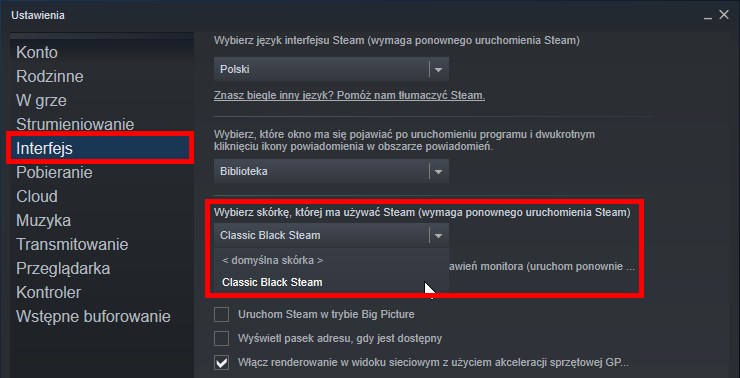 Uaktywnij nowy skin w Steam